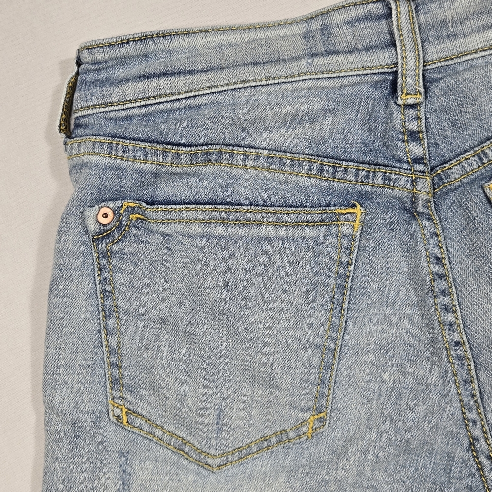 Pilcro Boyfriend Jean Short  Distressed Denim Ribbon Trim Anthropologie sz 26 - Picture 11 of 16